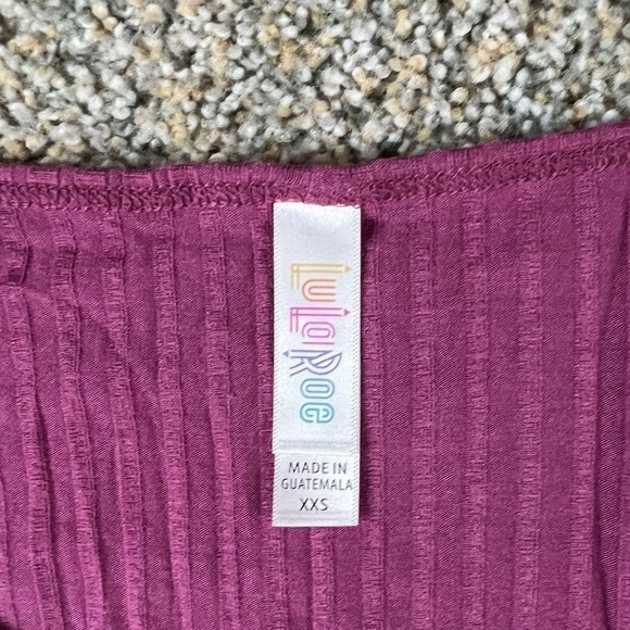 Lularoe Perfect T Bundle of 2 Tops Women's Size XXS Purple Ribbed Orange - Picture 2 of 2